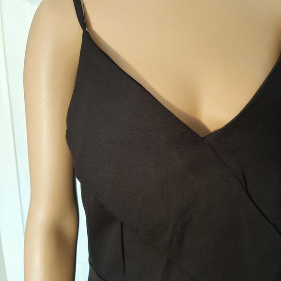 TRENDYOL Black V-Neck Sleeveless A-Line Flowy Cocktail Dress - Size 40 - Picture 4 of 11